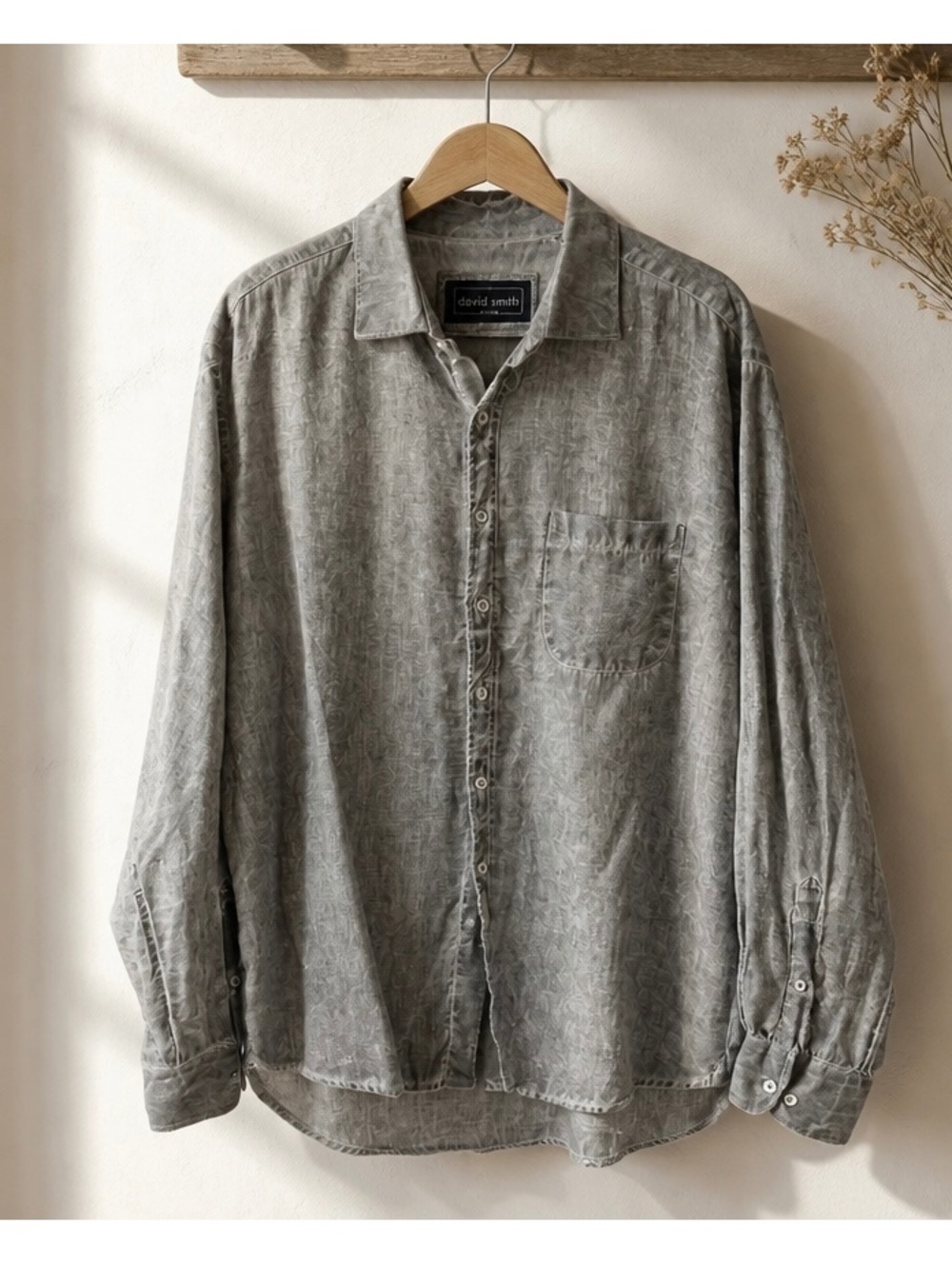 David Smith Australia Men's Gray 100% Premium Linen Button-Up Shirt Size XL - Picture 3 of 6
